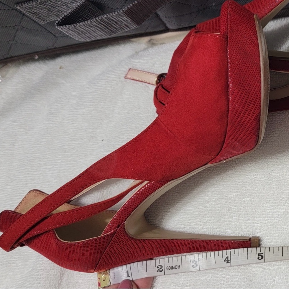 Nine West Red Peep-Toe Platform Heels - Picture 2 of 3